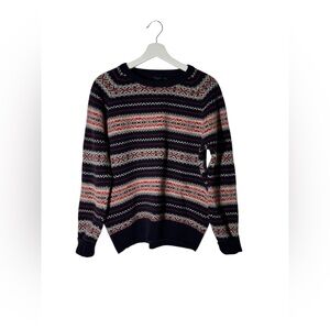 J. Crew Navy and Red Knit Sweater Fair Isle